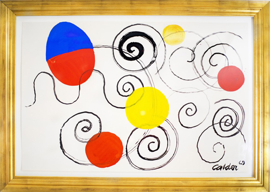 Original gouache painting by Alexander Calder. Estimate: $100,000-$200,000. A.B. Levy’s image.